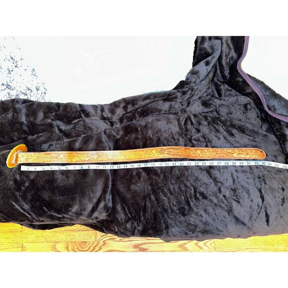 VINTAGE UNISEX WESTERN TOOLED LEATHER BELT W/ YELLOW NATIVE BEADED BUCKLE 30 main image 11